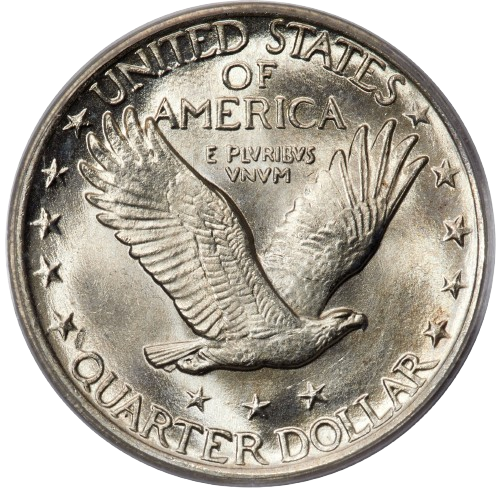 Reverse of a raw 1921 Standing Liberty Quarter