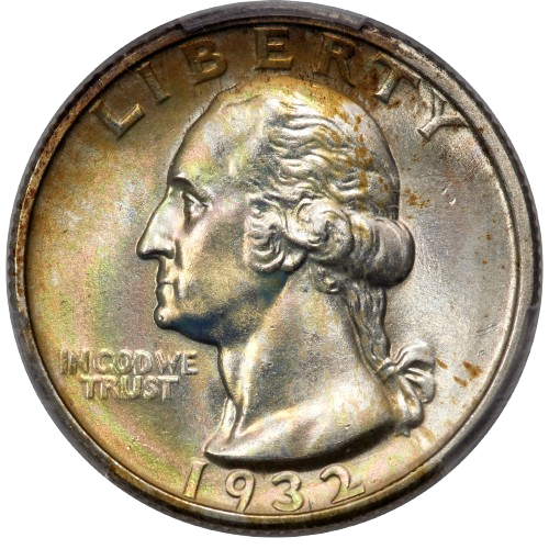 Obverse of a raw 1932-S Washington Quarter