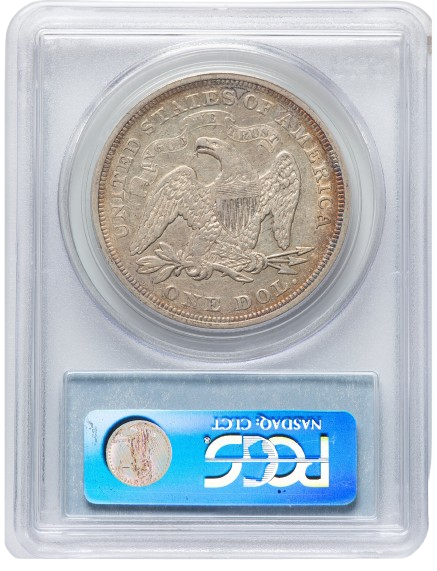 PCGS Reverse Slab Shot of an 1871 Liberty Seated Dollar