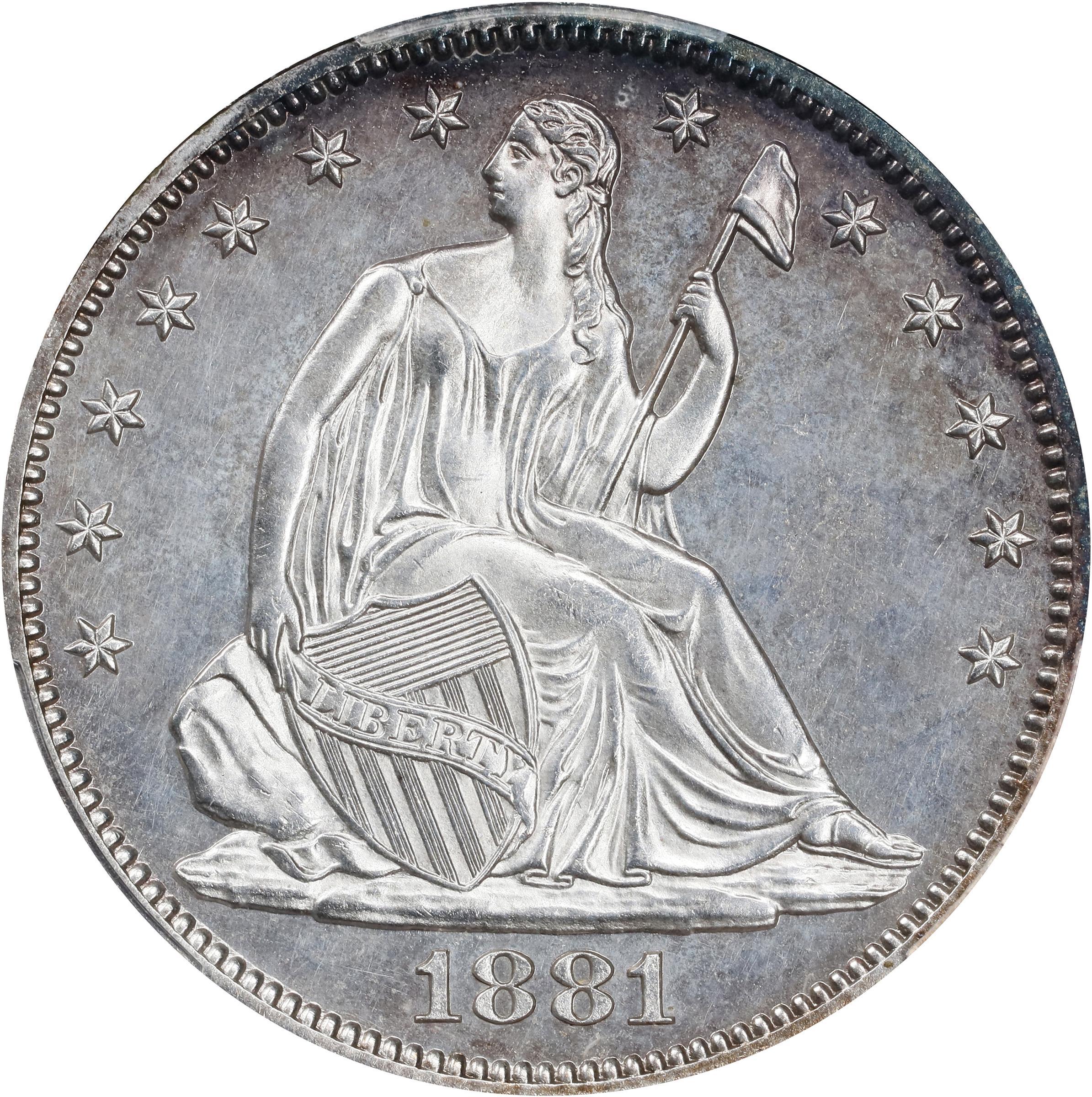 Obverse of an 1881 Liberty Seated Half Dollar