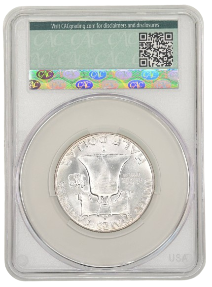 CAC Reverse Slab Shot of a 1963-D Franklin Half Dollar