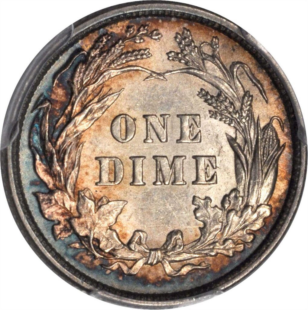 Reverse of a raw 1895 Barber Dime