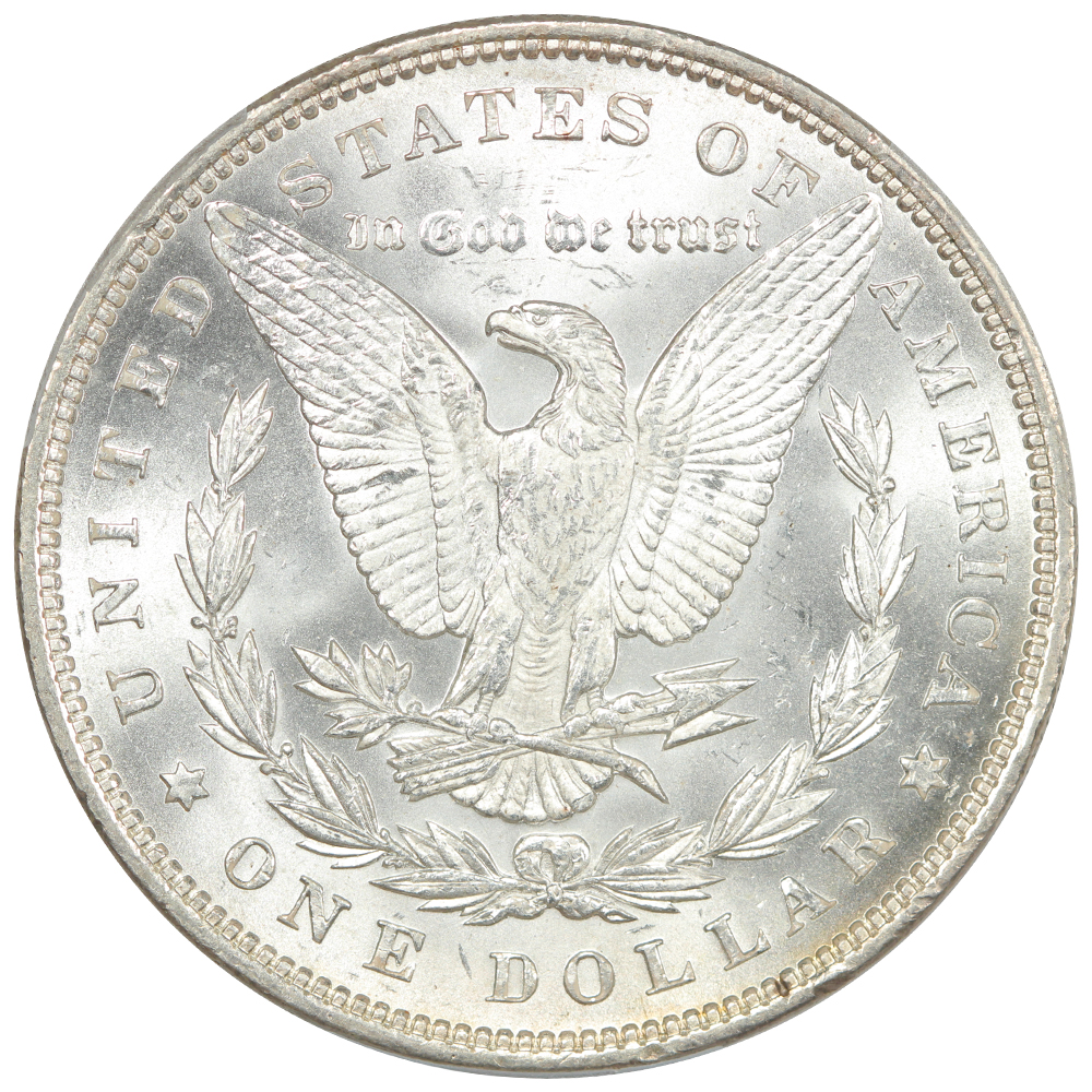 Reverse of a raw 1890 Morgan Dollar