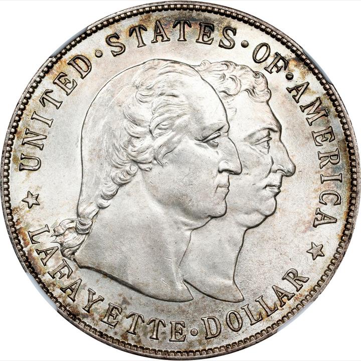 Obverse of a raw 1900 Lafayette Commemorative Silver Dollar