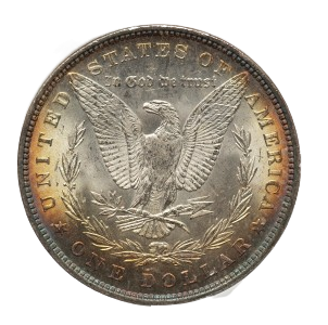 Reverse of a raw 1879 Morgan Dollar