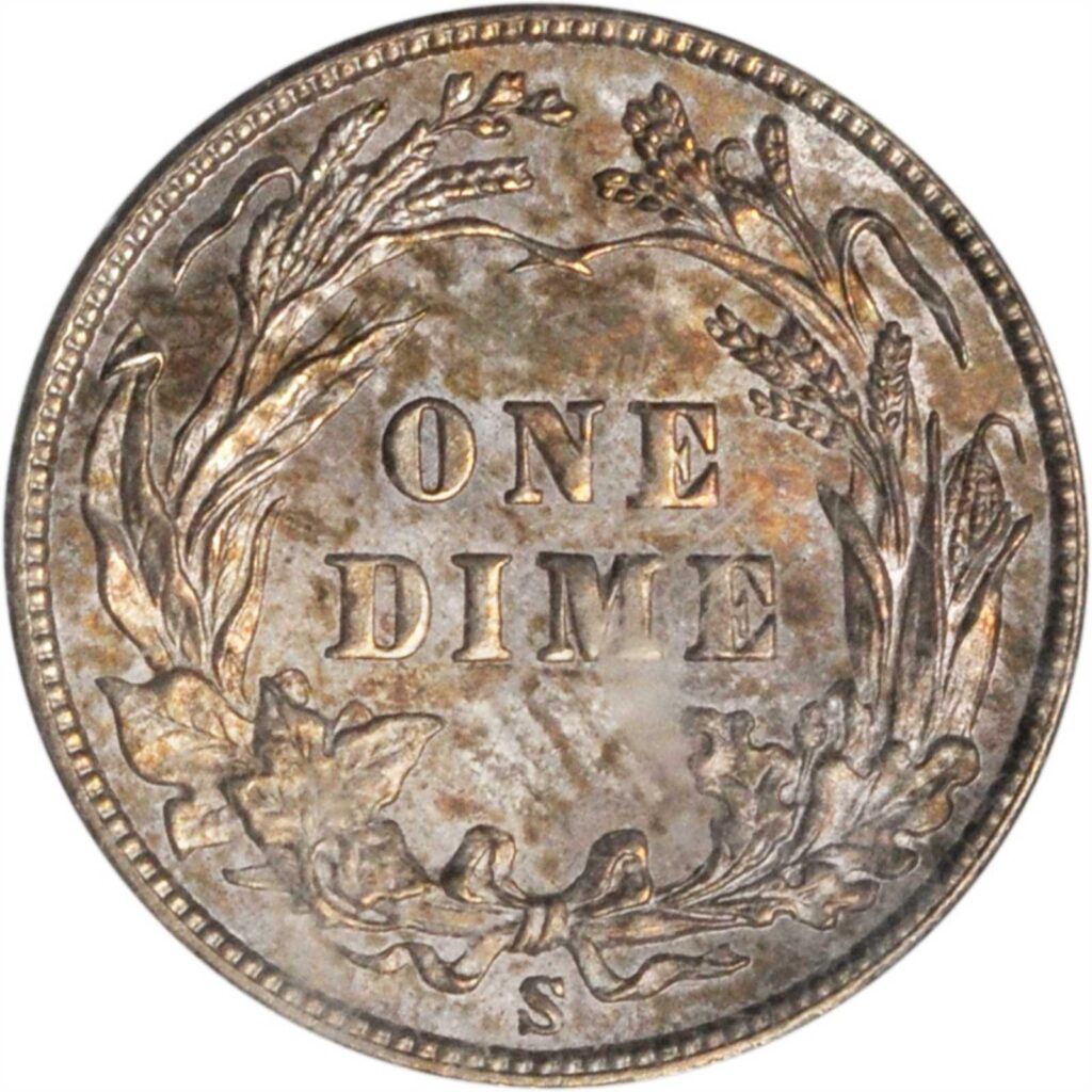 Reverse of a 1903-S Barber Dime