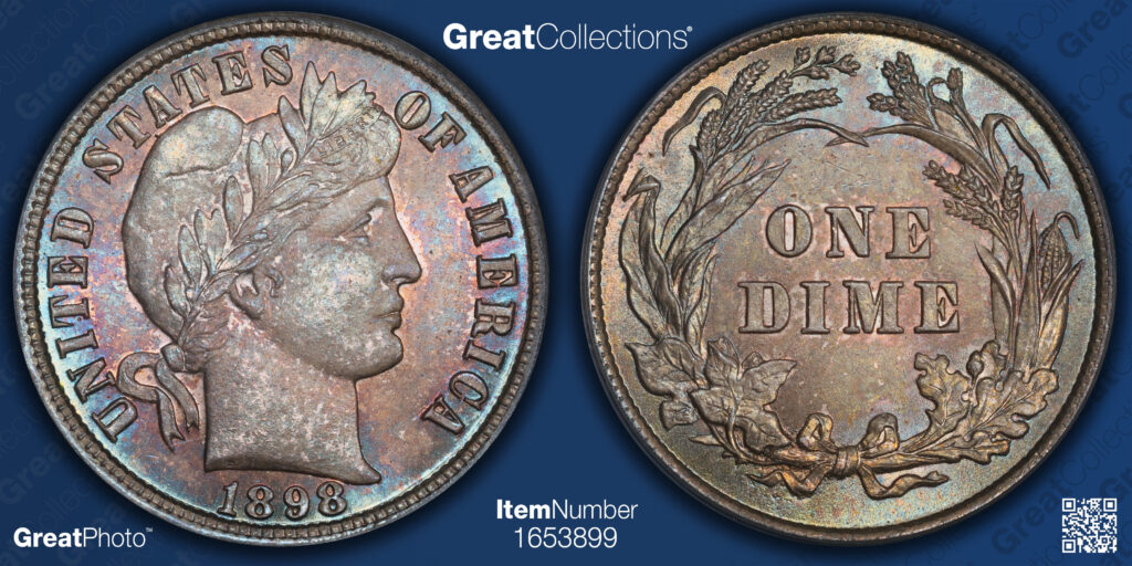 Great Photo of a 1898 Barber Dime by GreatCollections