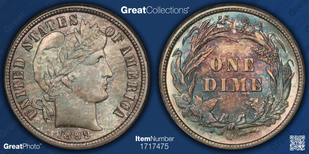 Great Photo of a 1899-O Mintmark Barber Dime by GreatCollections