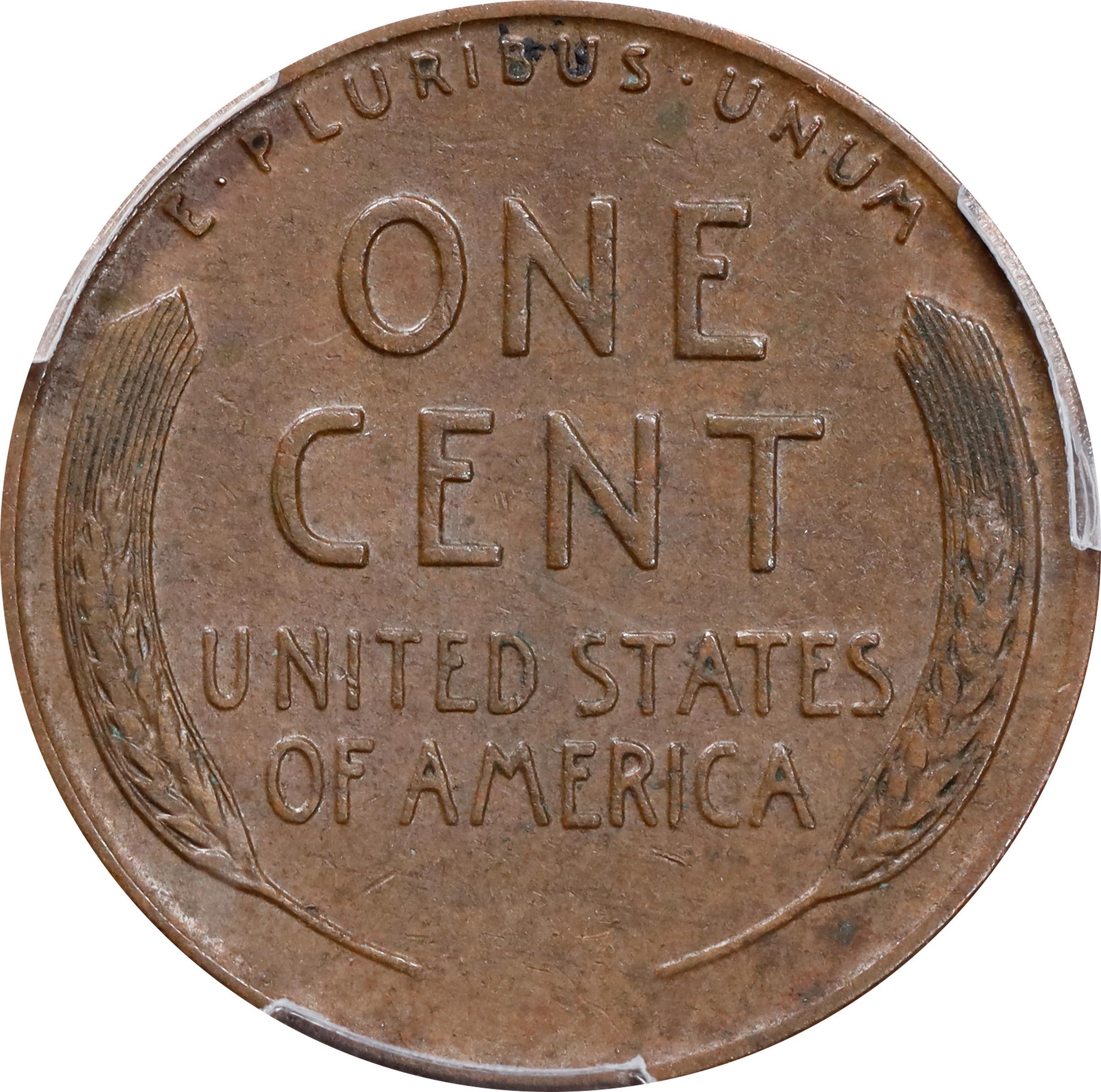The reverse of a raw 1955 Lincoln cent with a doubled die obverse