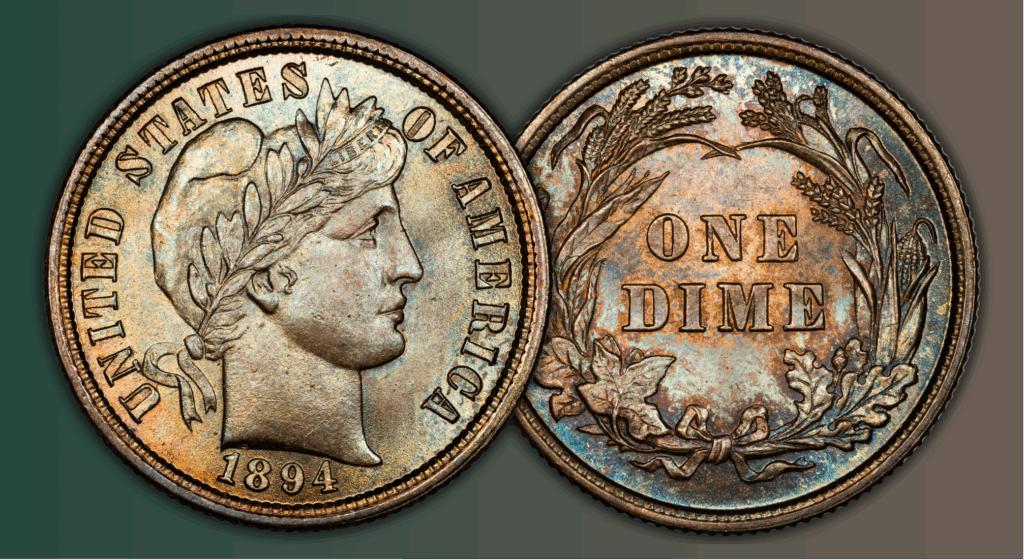 1894 Barber Dime, obverse and reverse