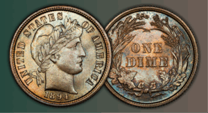 1894 Barber Dime, obverse and reverse