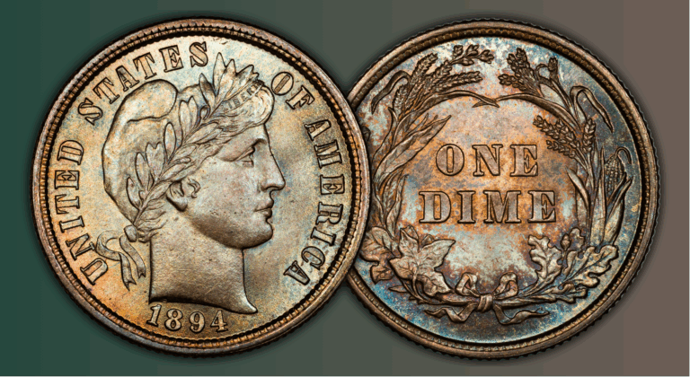 1894 Barber Dime, obverse and reverse