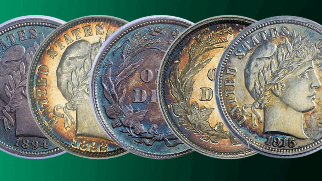 An array of proof Barber dimes