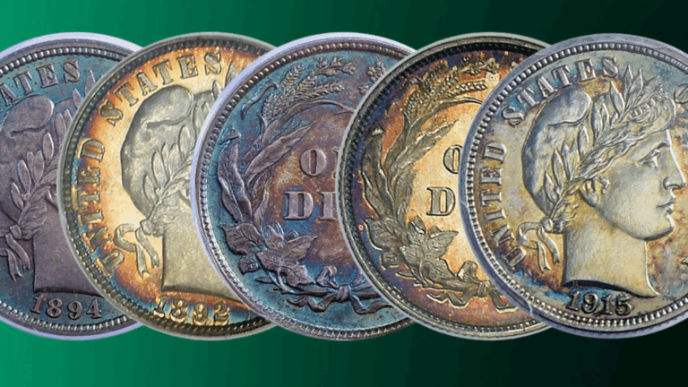 An array of proof Barber dimes