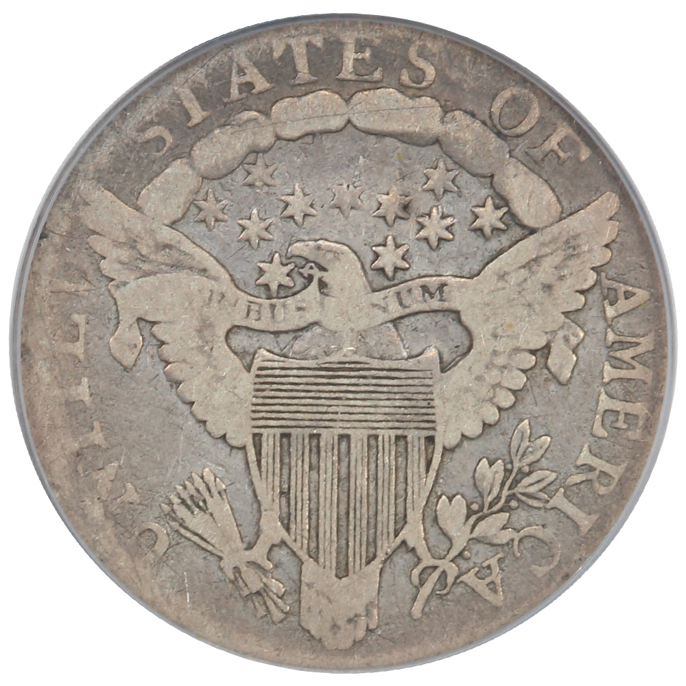 Reverse of a raw 1807 Draped Bust Dime