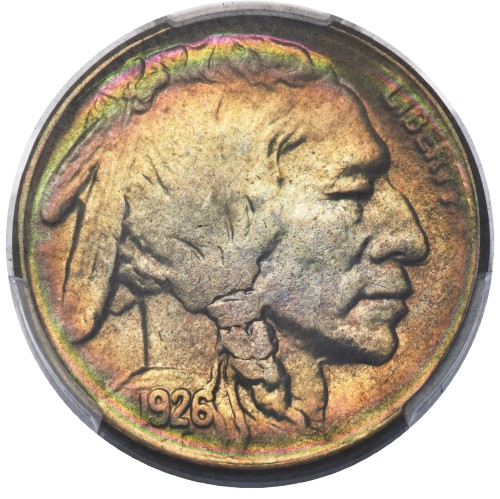 Obverse of a raw 1926-S Buffalo Nickel