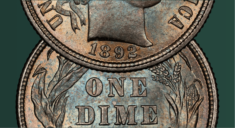 partial obverse and reverse of barber dime