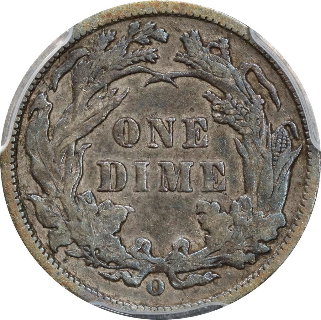 Reverse of a raw 1891-O Liberty Seated Dime