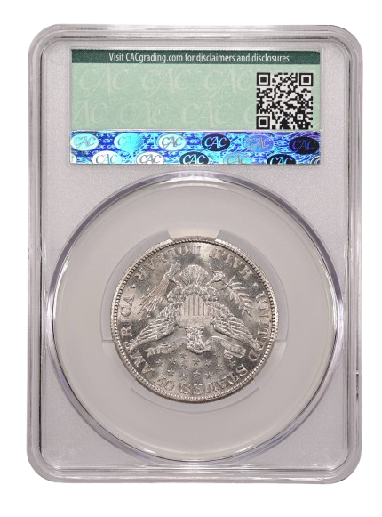 Reverse CAC slab shot of a 1911 Barber Half Dollar graded an MS62