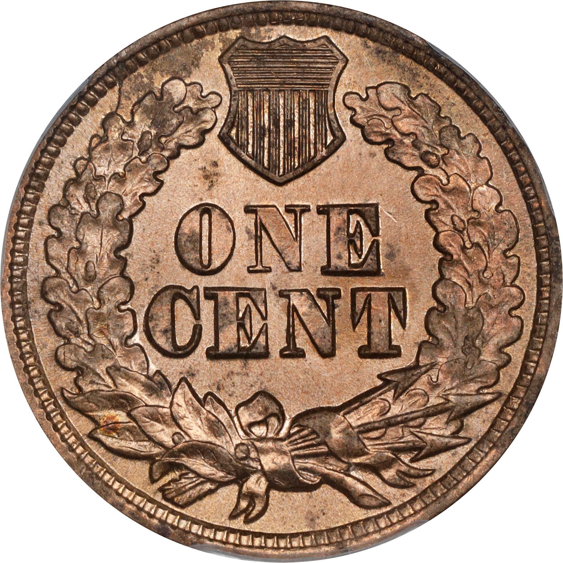 Reverse of a raw 1863 Indian cent
