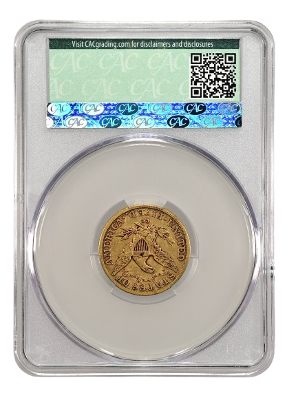 CAC reverse slab shot of an 1891-CC Liberty Head Gold $5 graded a Very Fine 30
