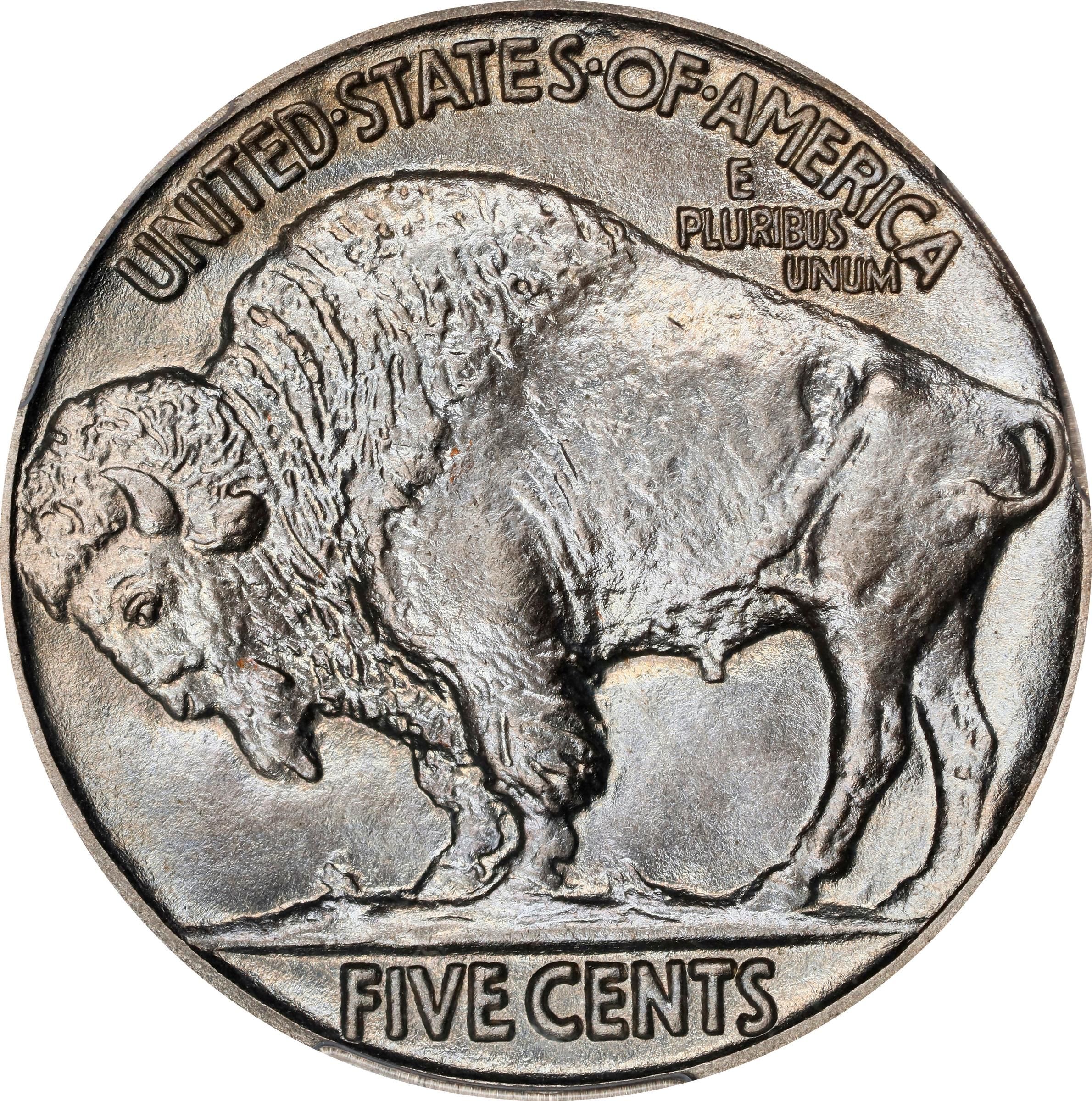 The reverse of a raw 1914 Buffalo nickel