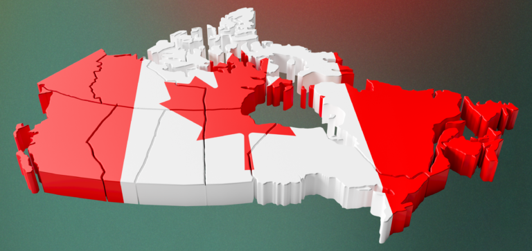3D map of Canada with the flag overlaid