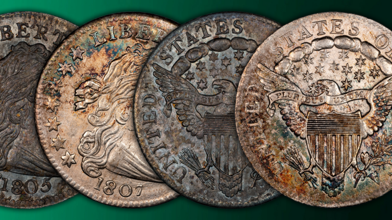 1805 and 1807 Bust Dimes Overlapping.