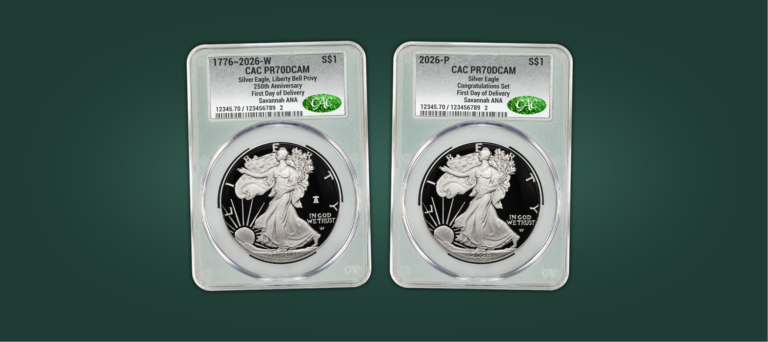 Two 2026 silver eagles in CACG holders