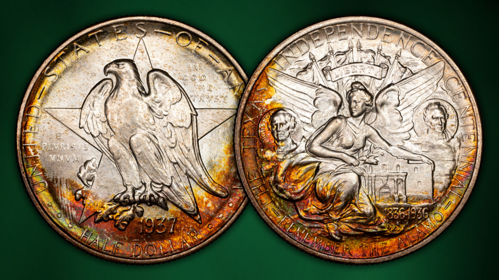 The obverse and reverse of a Texas commemorative.