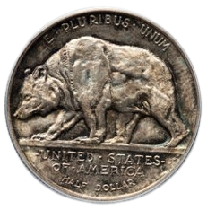The reverse of a raw 1925-S California commemorative.
