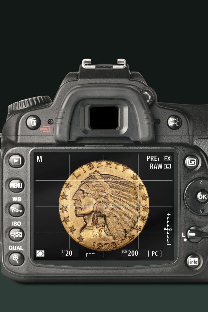 image of a camera with a coin in the viewing window