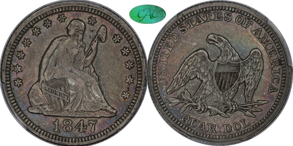1847 Seated Liberty 25c - XF45