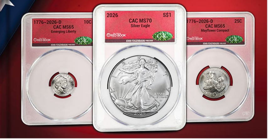 3 modern CACG coins in Red Book label
