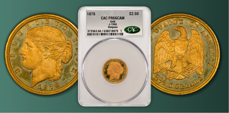 CACG 1878 $2.50 with obverse and reverse of the coin
