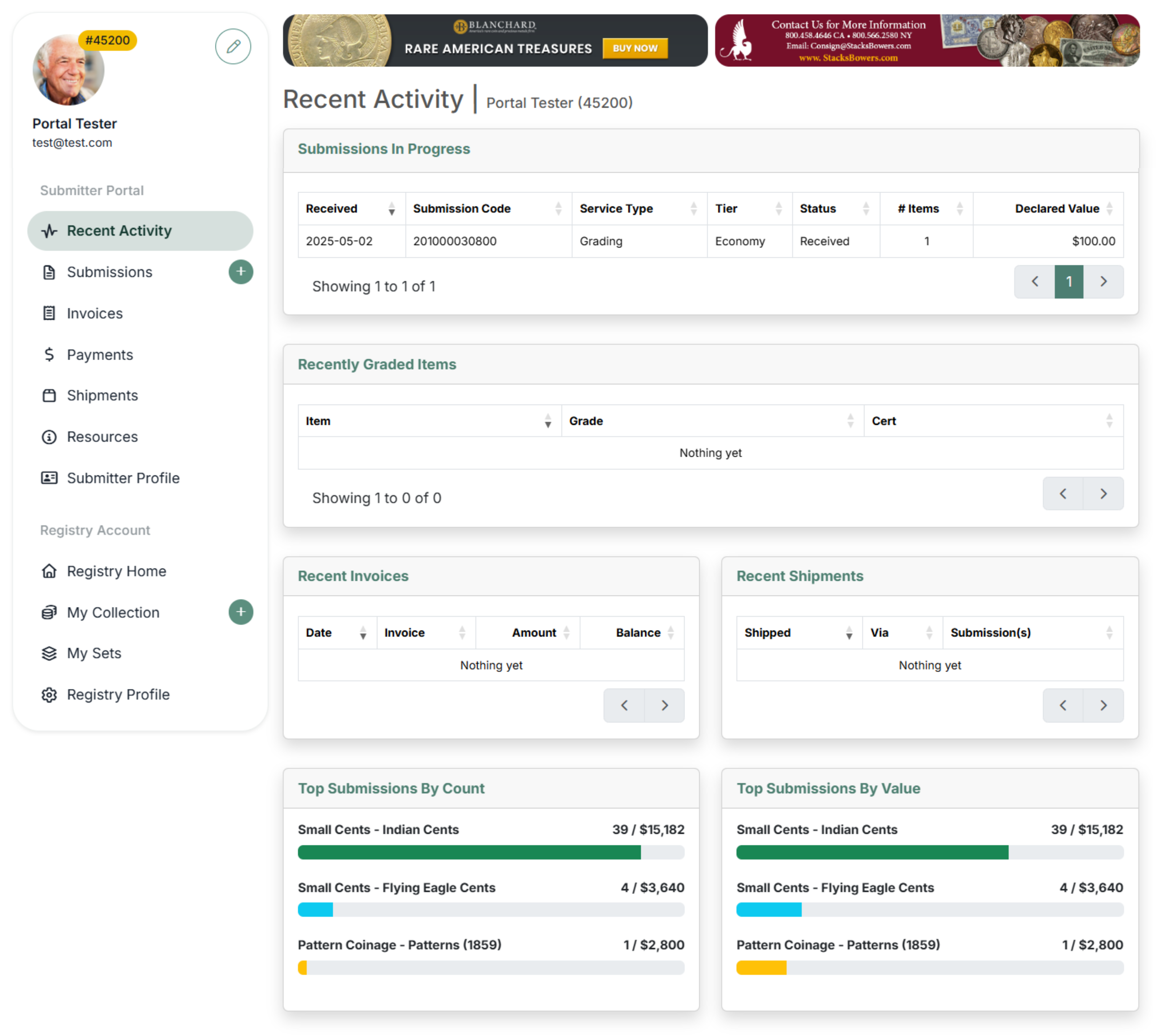 CAC Grading Portal Screenshot